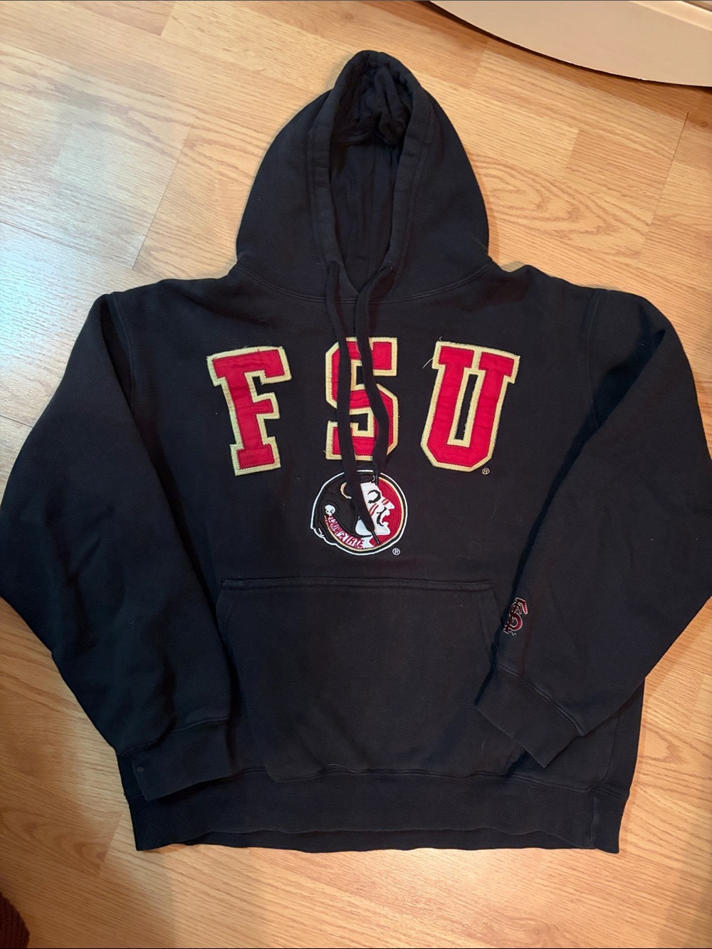 FSU Black Pullover Hoodie with Collegiate Embroidered Crest
